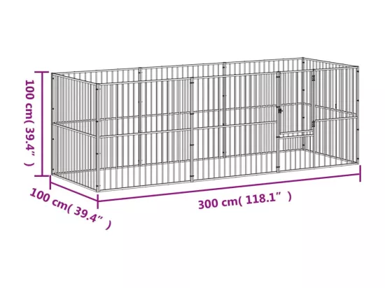 Parc pour chien 8 noire 300 x 100 x 100 cm 02_0043652