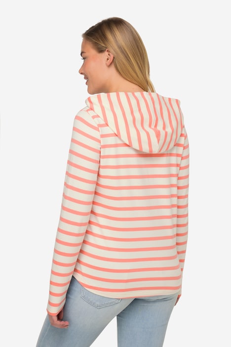 T-Shirt, Ringel, Kapuze, Langarm