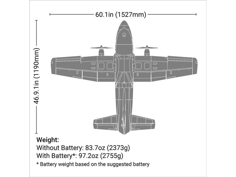 E-flite Transportflugzeug EC-1500 Twin 1.5 m BNF Basic 2-Motoriges Frachtflugzeug mit Spektrum Technik