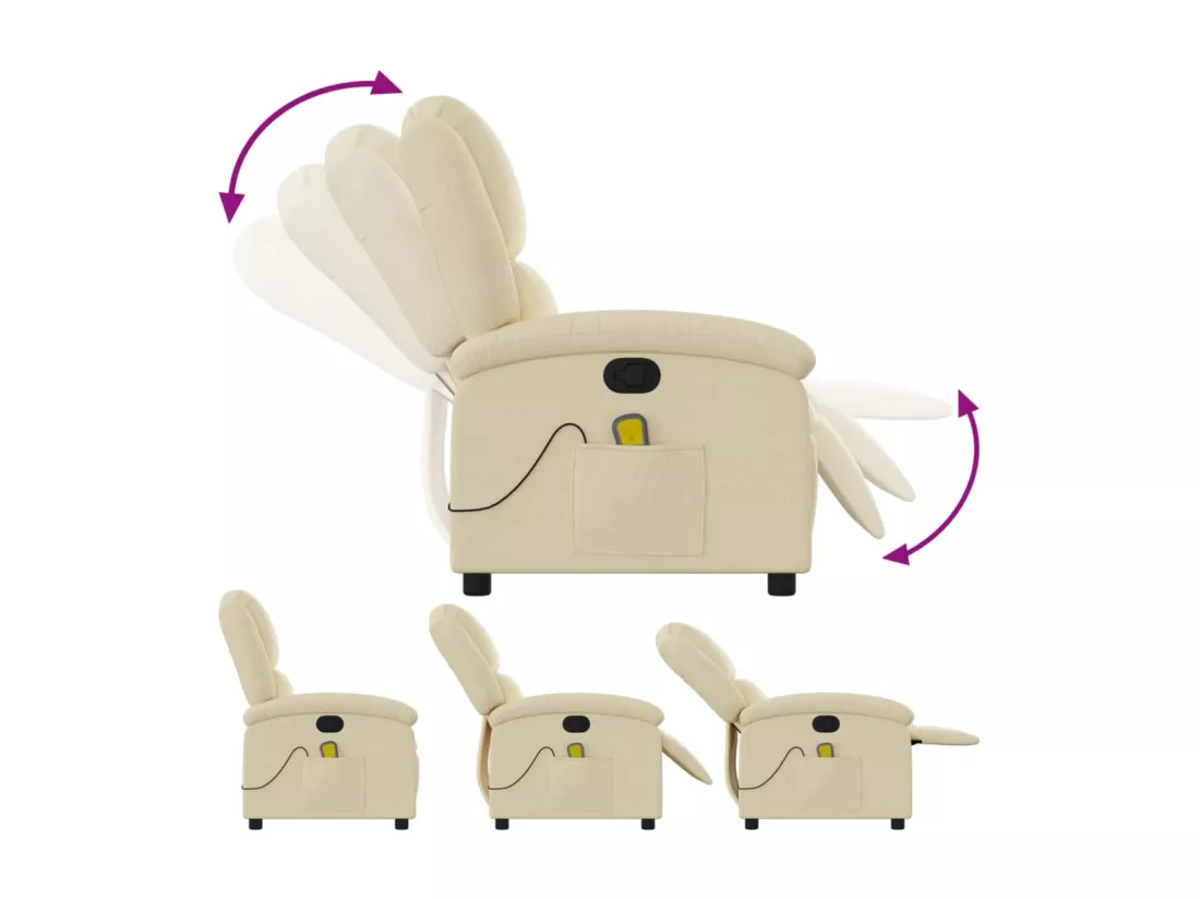 Fauteuil de massage inclinable Crème Tissu
