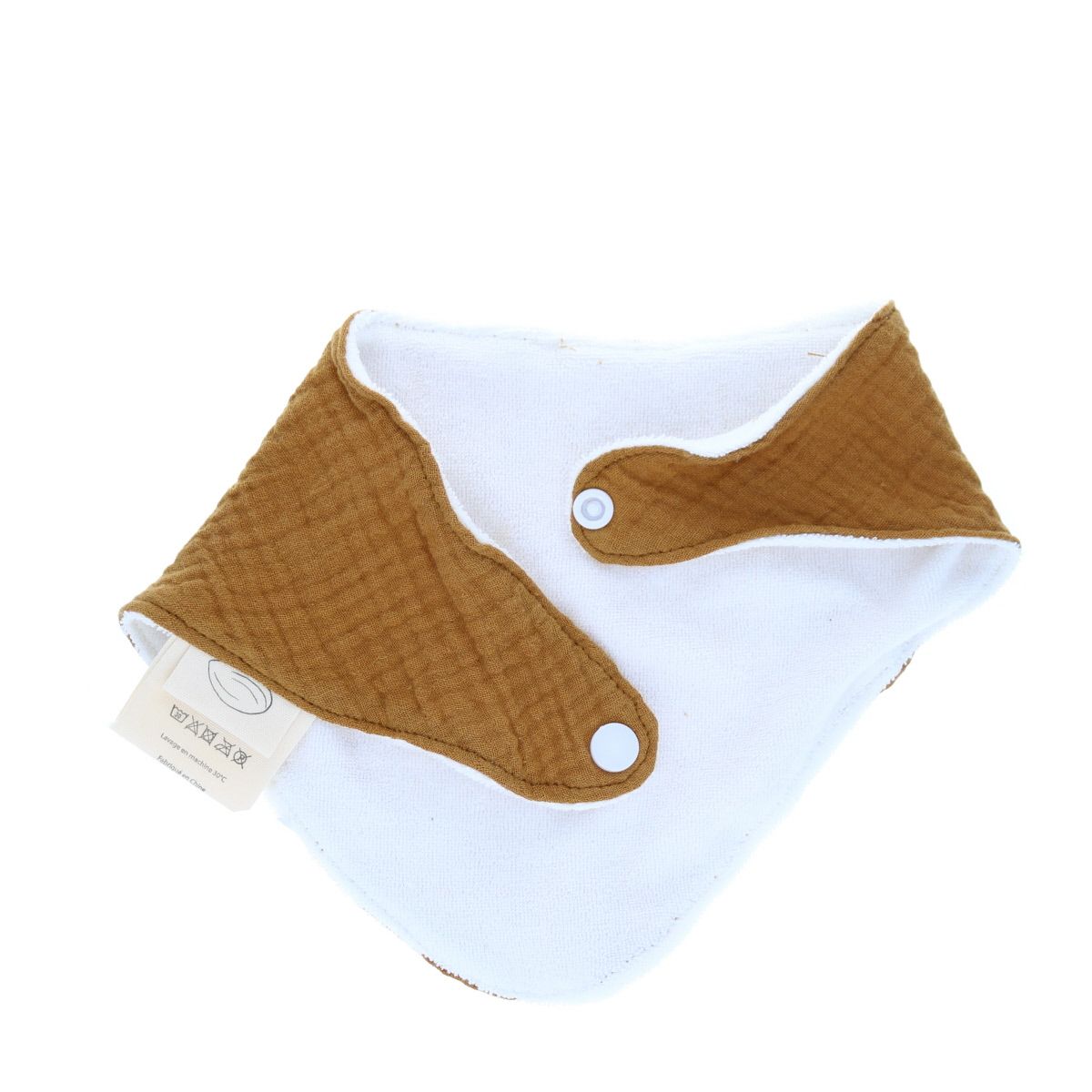 Bavoir bandana gaze de coton moutarde Amande