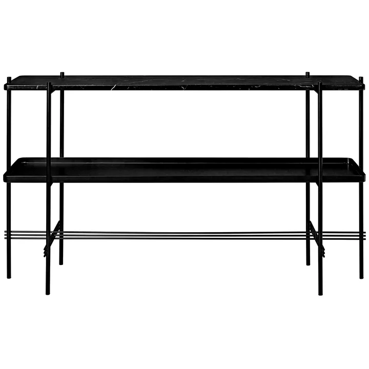 Gubi - TS Konsolentisch mit Tablett, schwarz/ Marmor schwarz