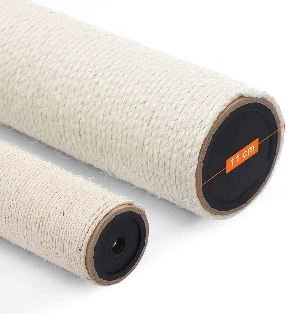 Arbre à chat avec plate forme d'observation hamac grande grotte troncs épais en sisal stable 112 cm beige