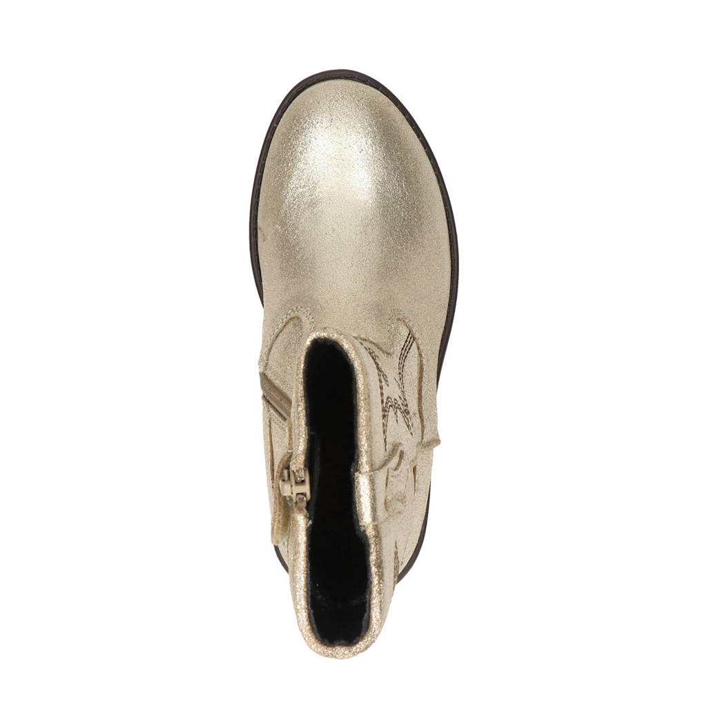 Nelson Kids leren cowboylaarzen goud metallic