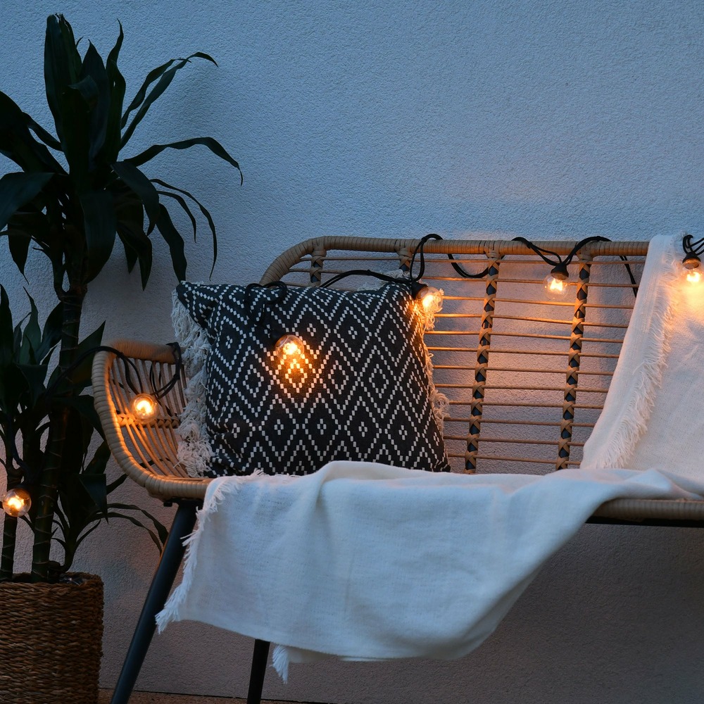 Guirlande guinguette tradition blanc chaud - 5m prolongeable câble blanc - 10 globes chromex