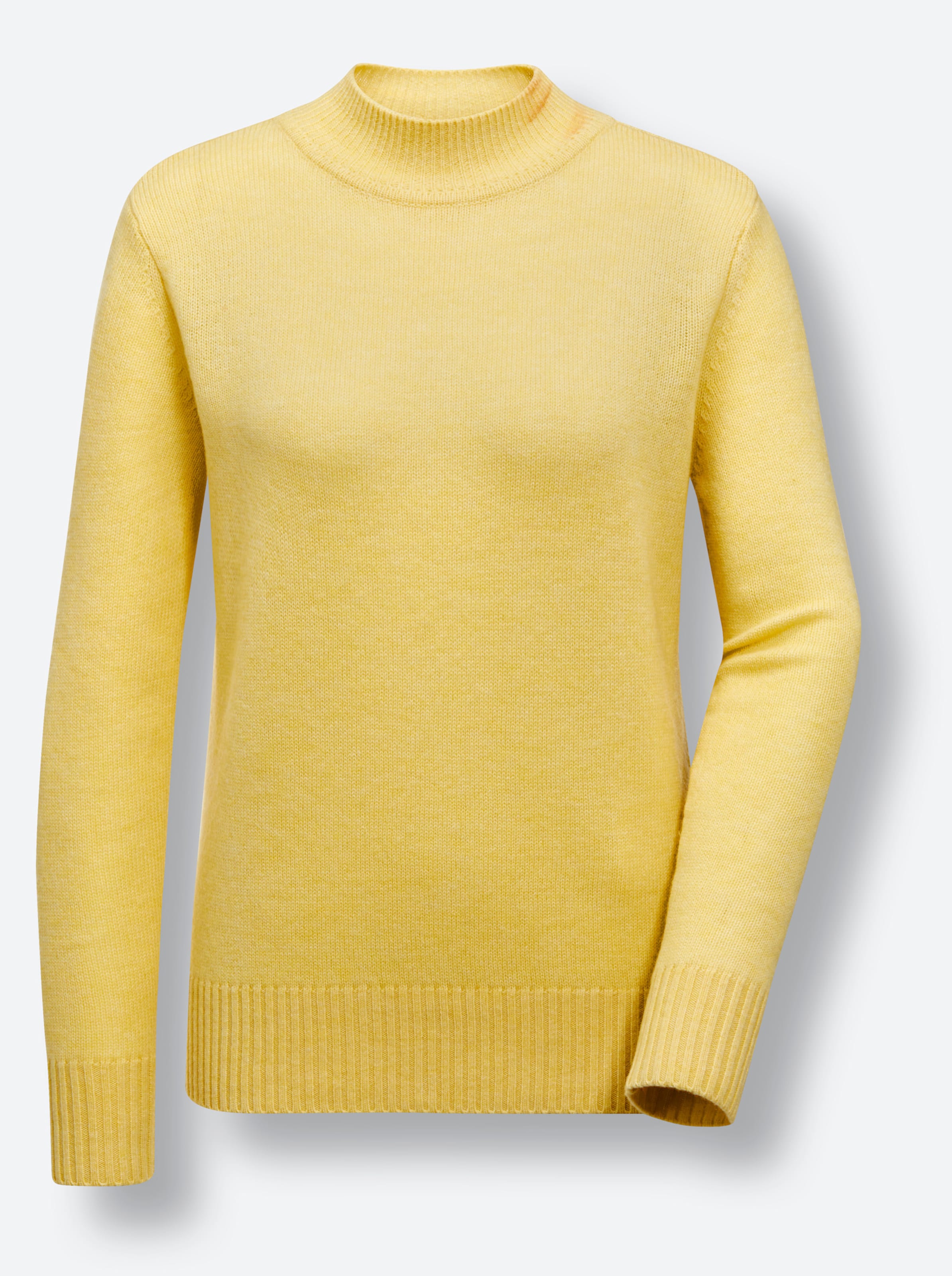 CREATION L PREMIUM Merino-Kaschmir-Pullover in zitrone-meliert