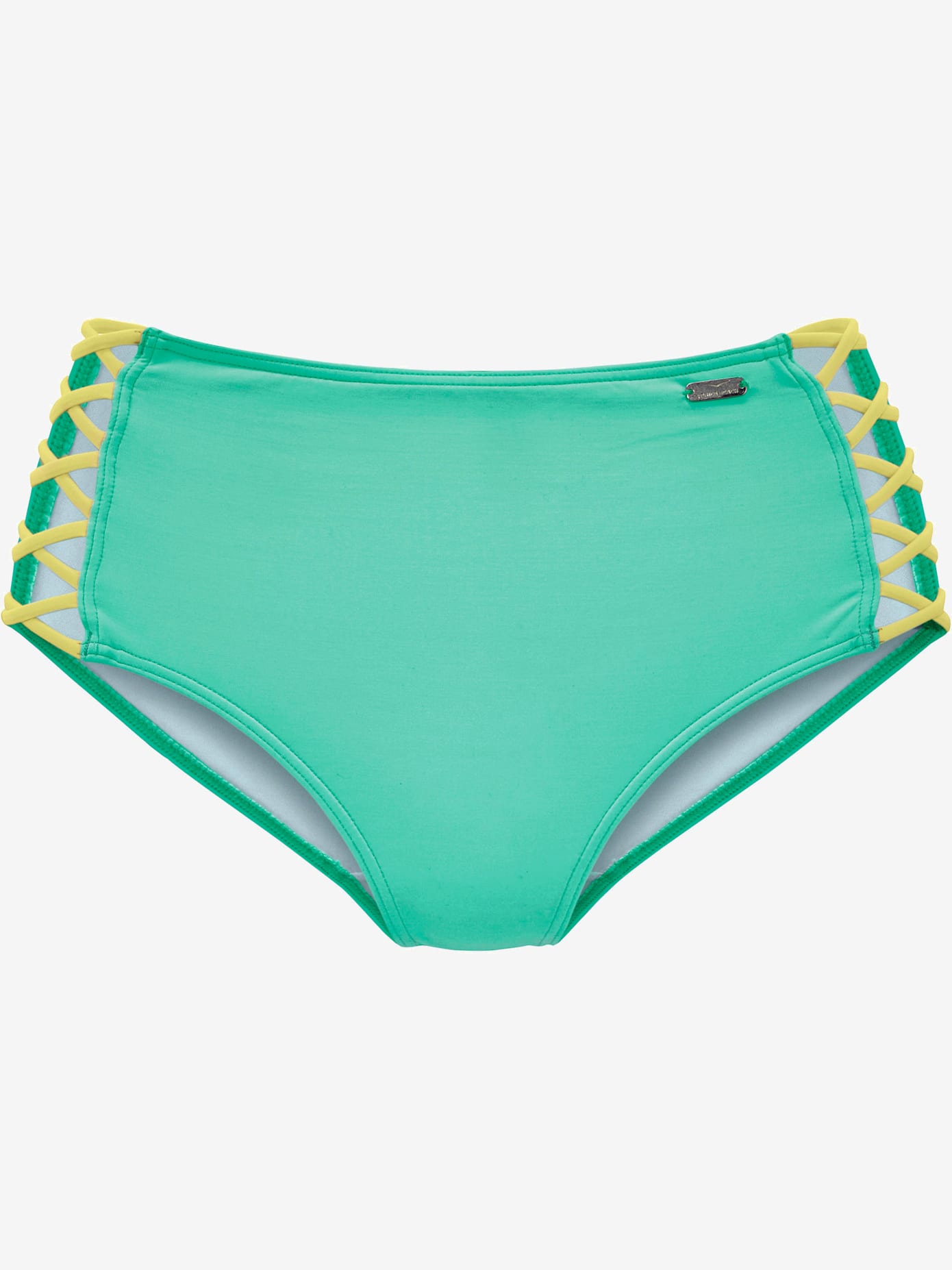 Bas de maillot de bain taille haute design contrasté