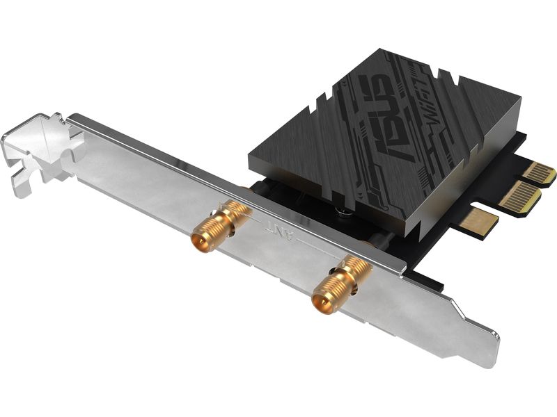 ASUS PCE-BE92BT WiFi 7 PCI-E Adapter mit 2 externe Antennen und magnetisierter Sockel