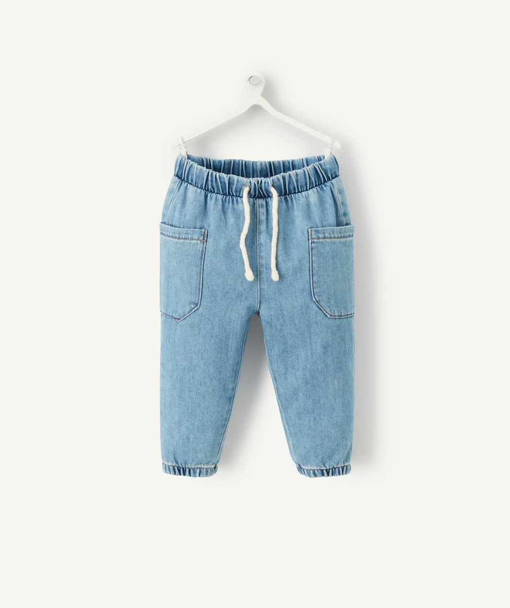 PANTALON DROIT BÉBÉ GARÇON EN DENIM LOW IMPACT AVEC CORDONS