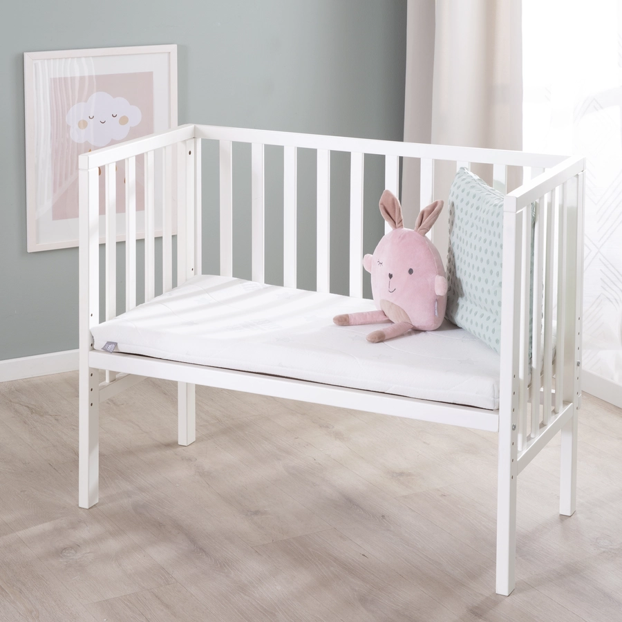 roba Beistellbett safe asleep® 2 in 1 weiß + Matratze