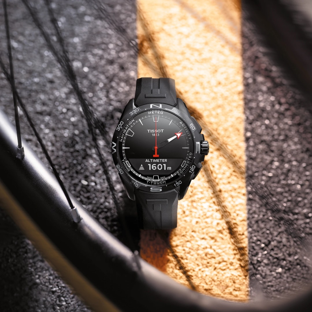 Tissot T-Touch Connect Solar Smartwatch Titan PVD Schwarz mit schwarzem Kautschukarmband