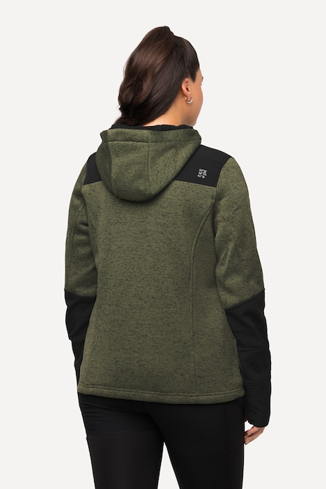 Fleecejacke, Reflektordruck, Kapuze, Daumenloch