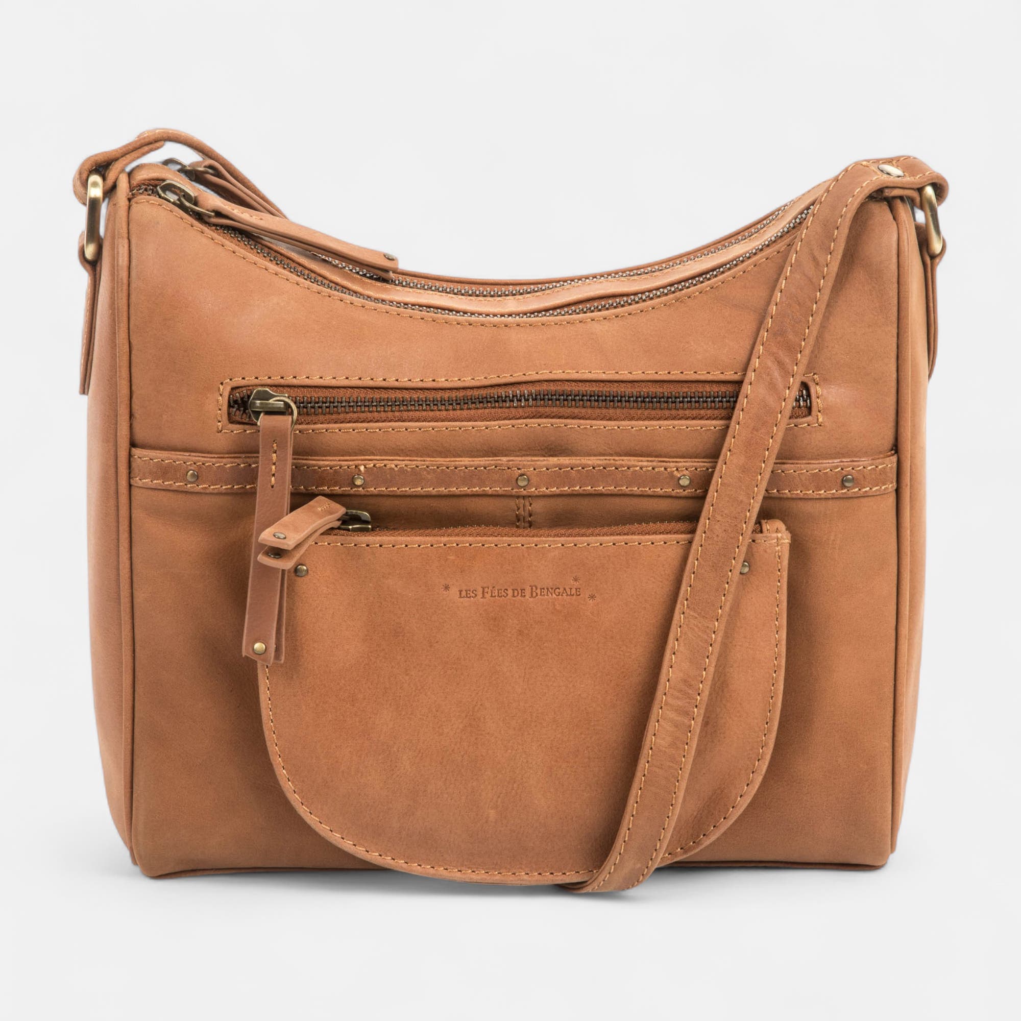 Sac bandoulière en cuir cognac