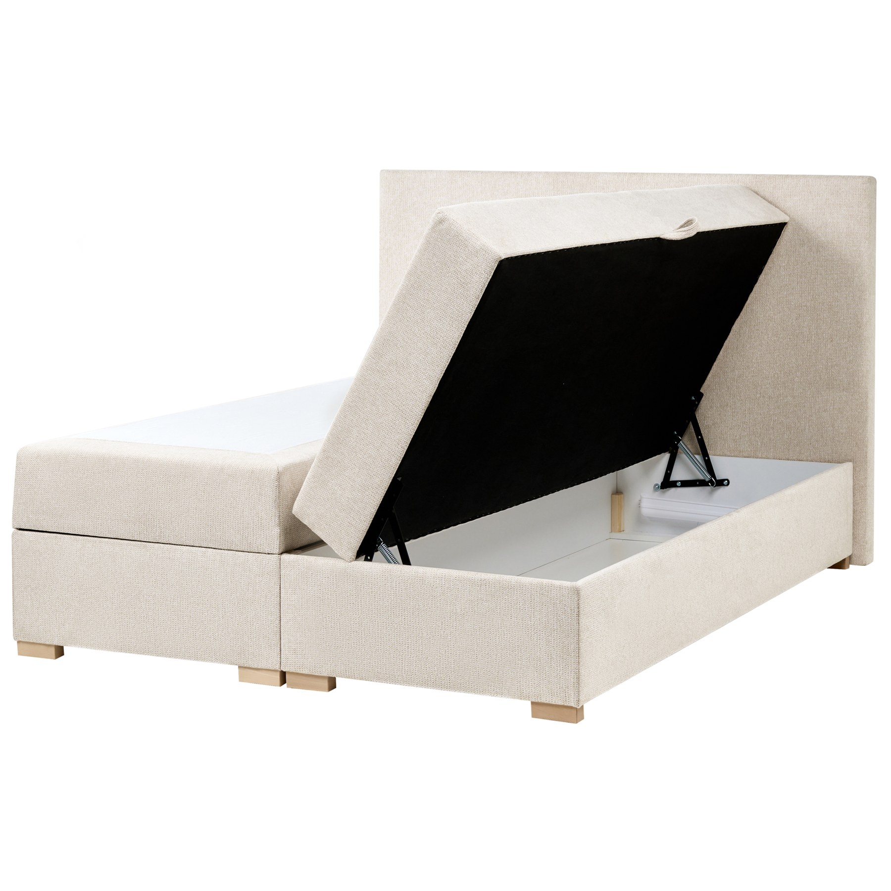 Beliani - MAJOR - Boxspring - Lichtbeige - 140 x 200 cm - Stof