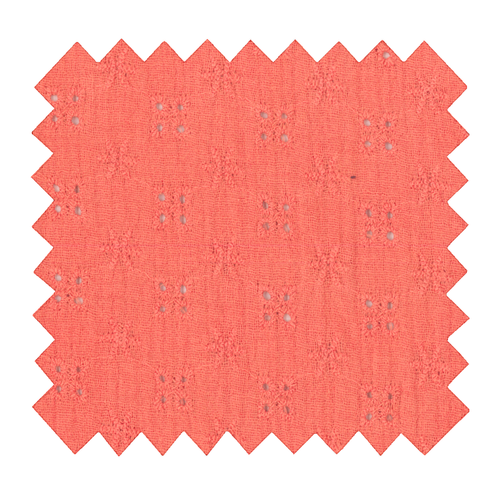 Tissu Coton Au Mètre Gaze Dentelle Corail