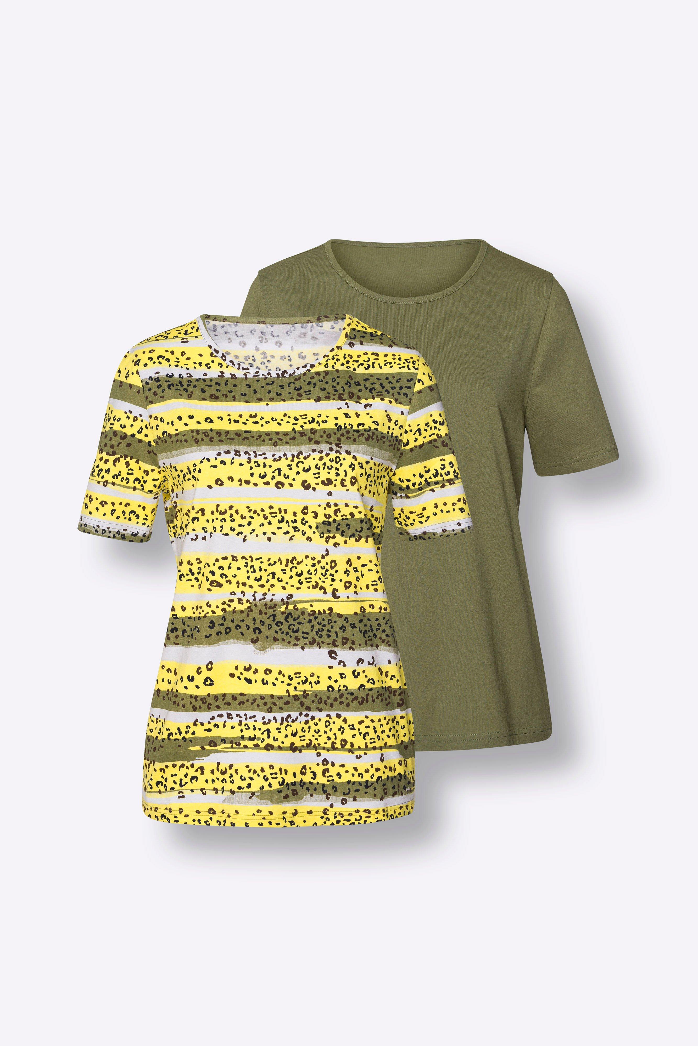 Doppelpack Jerseyshirts, 1x uni, 1x gestreift