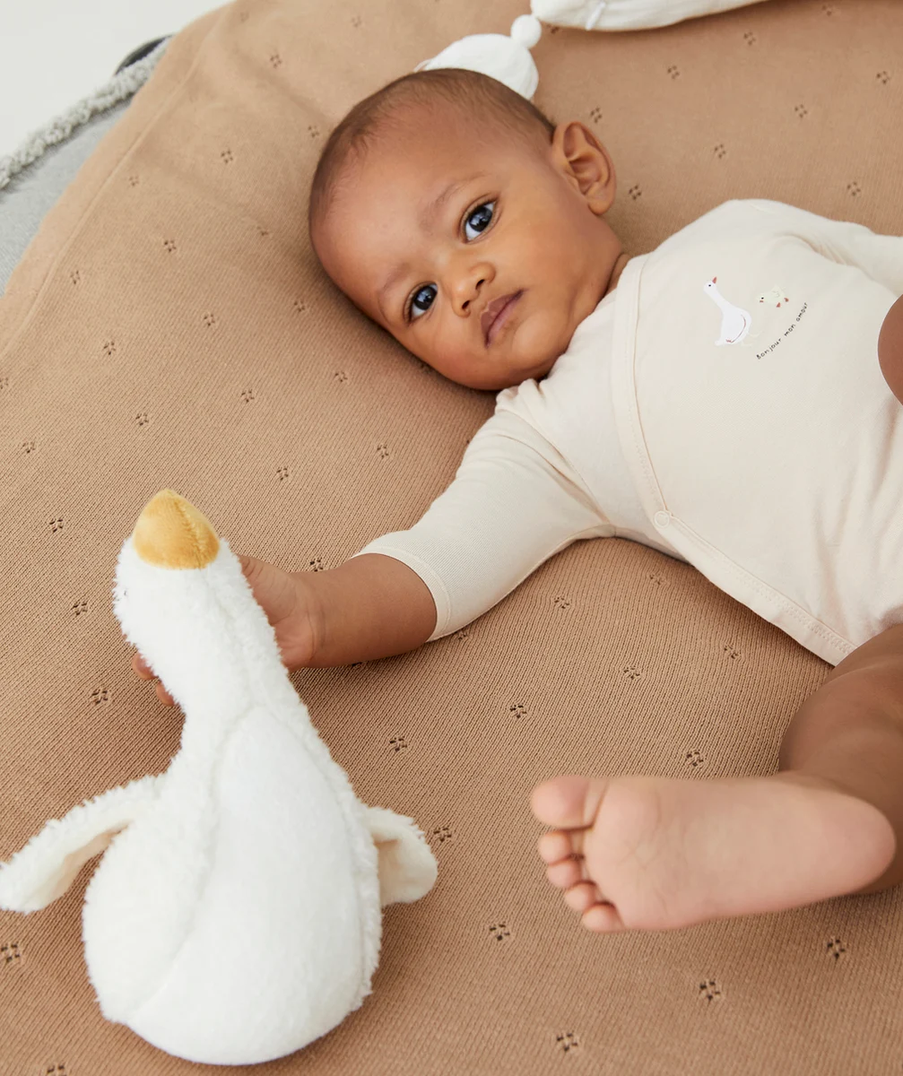 LOT DE 3 BODIES EN COTON BIOLOGIQUE BEIGE ÉCRU ET RAYÉ
