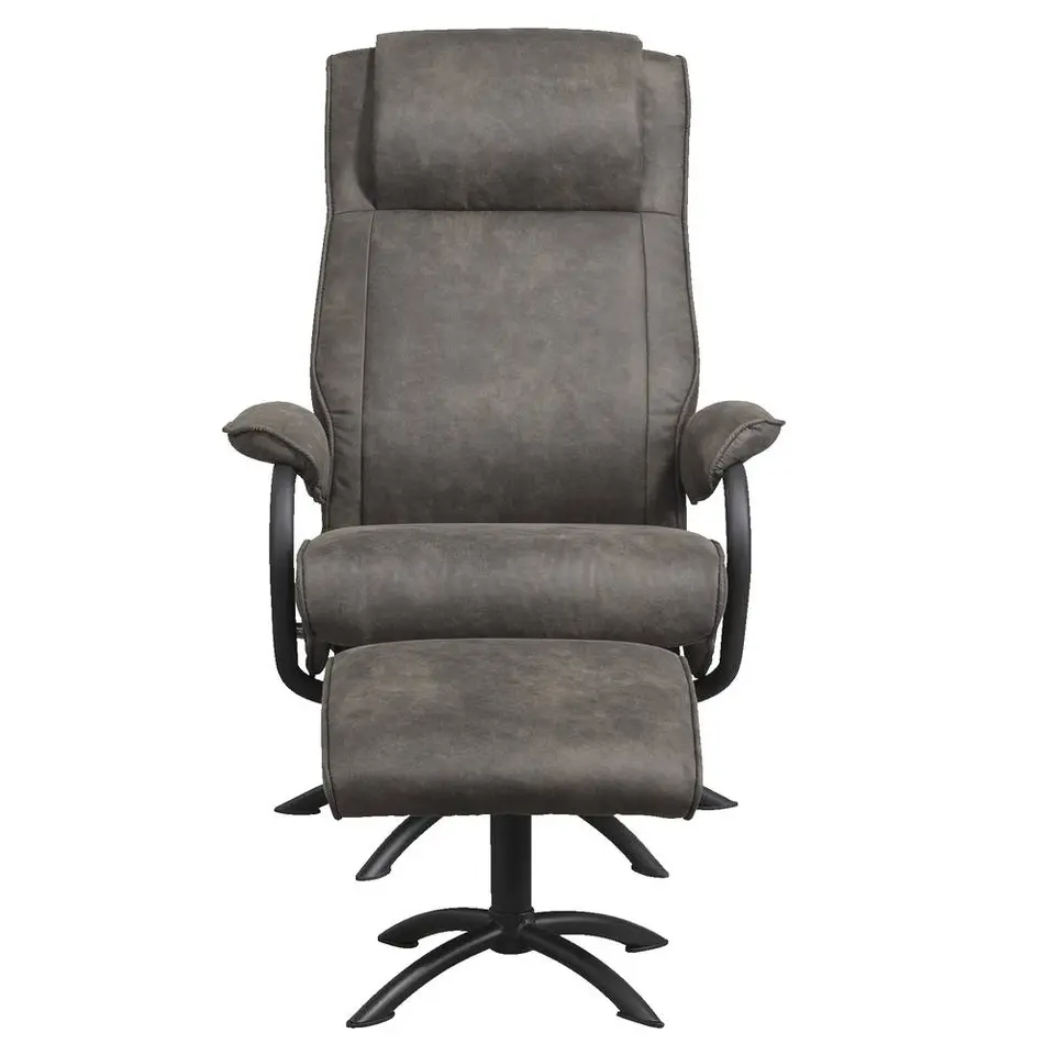 Relaxfauteuil Vincent incl. hocker - Stof Preston - antraciet