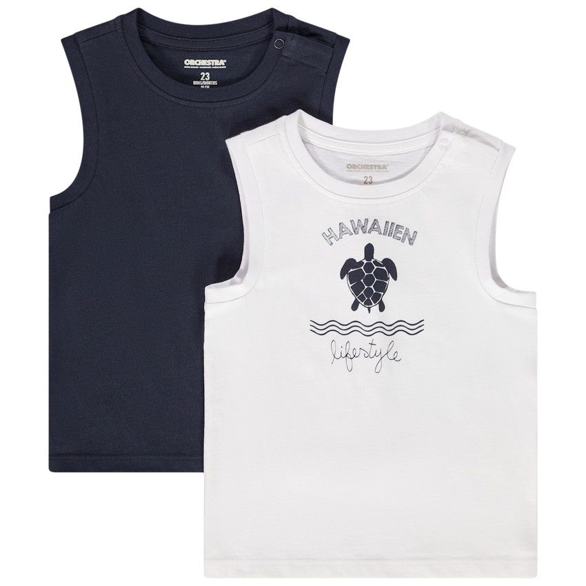 Lot de 2 débardeurs fantaisie pour bébé garçon - Blanc