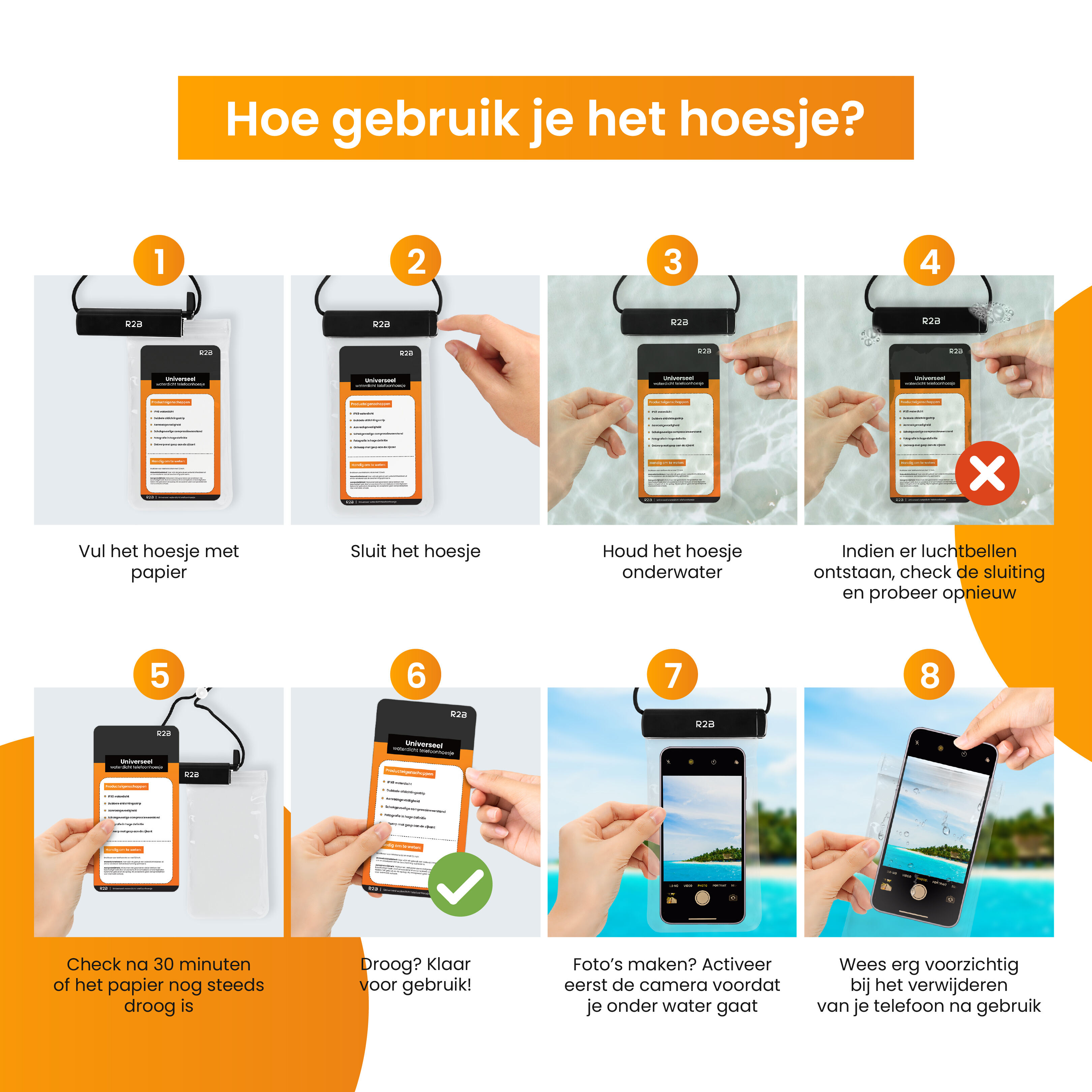 R2B waterdicht telefoonhoesje met koord