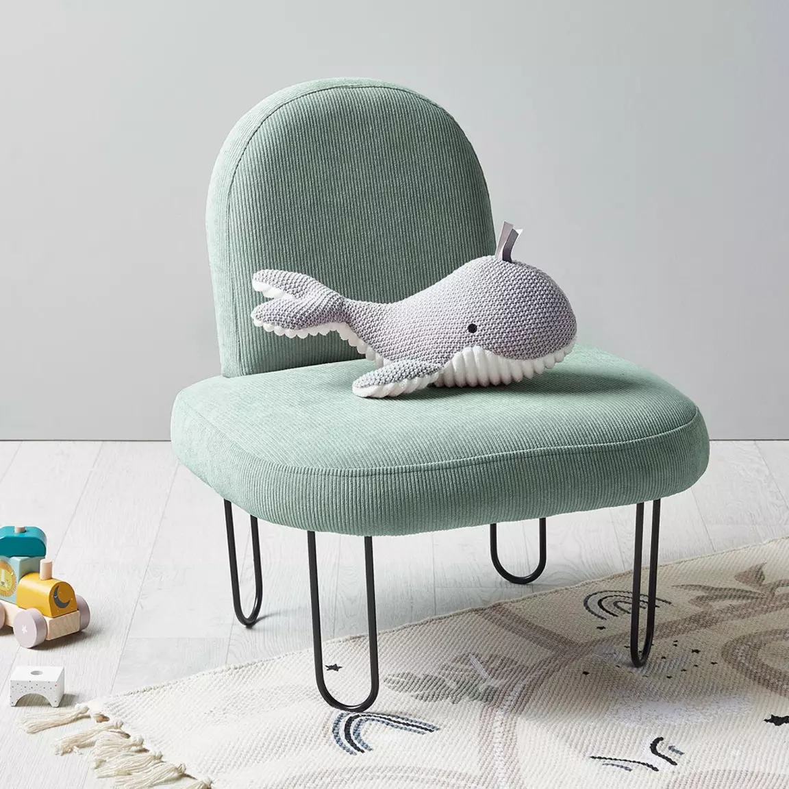 Fauteuil enfant velours (H50 cm) Augustin Vert