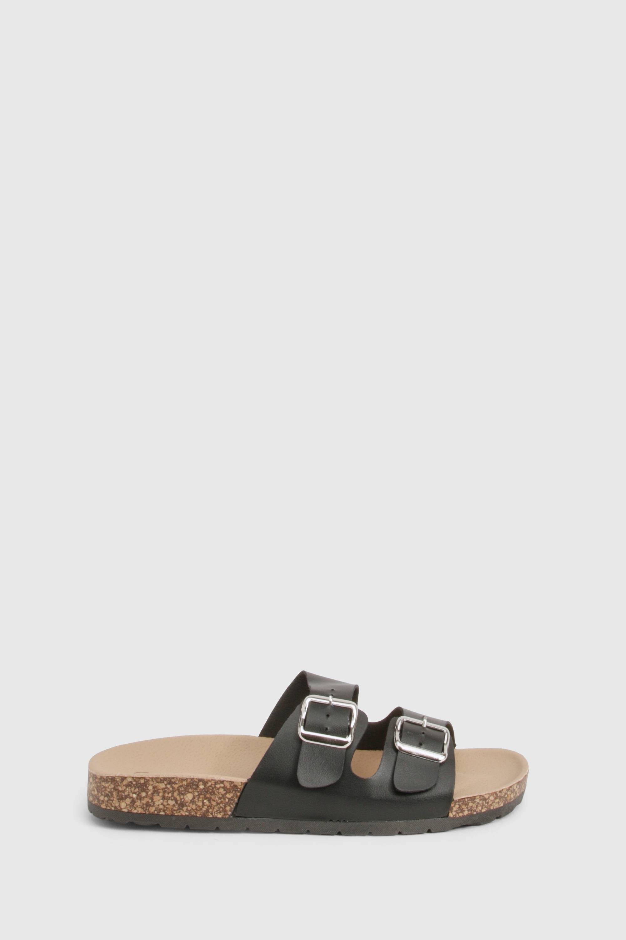 boohoo Double Buckle Footbed Slider