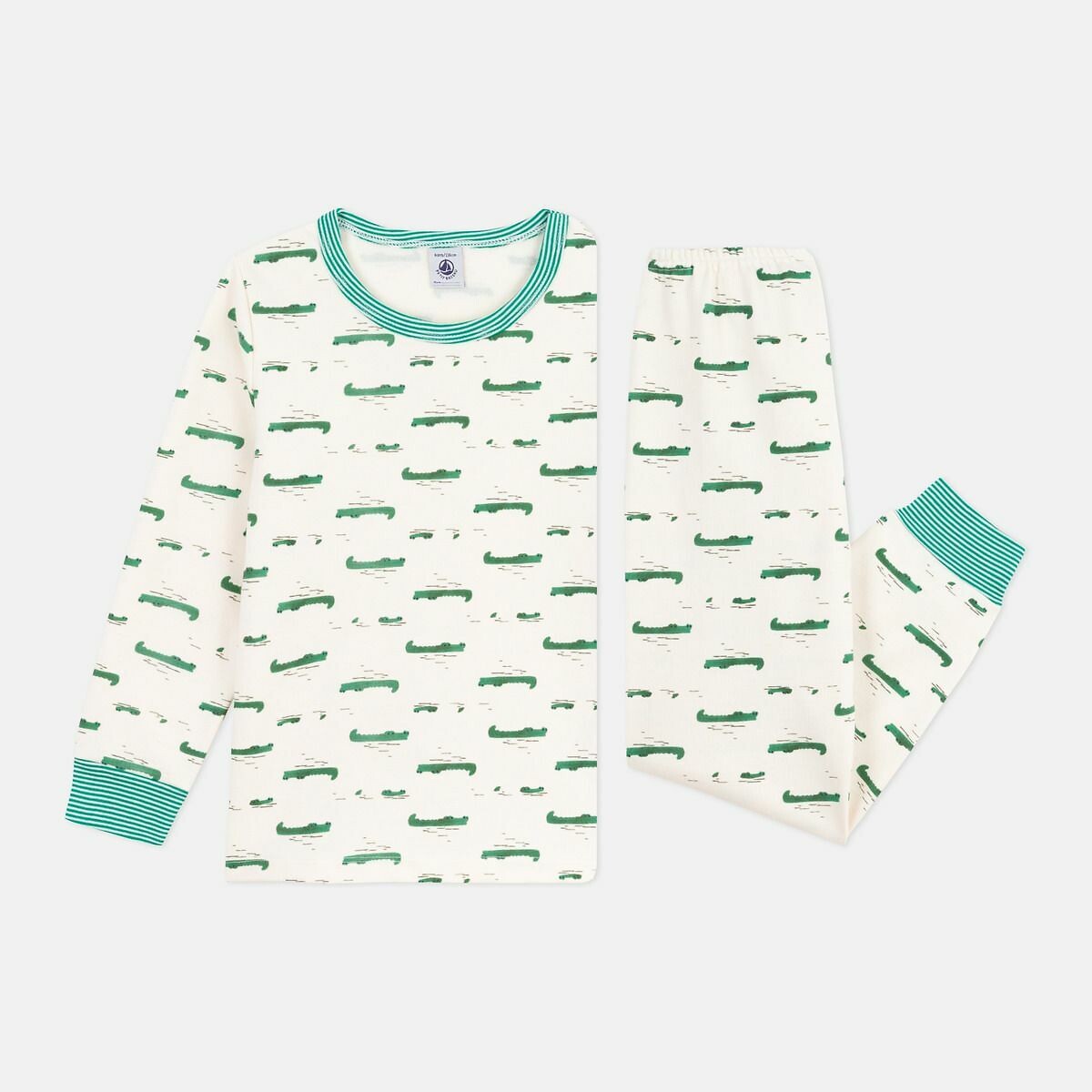 PETIT BATEAU<br>Pijama infantil de lã polar com estampa de crocodilo