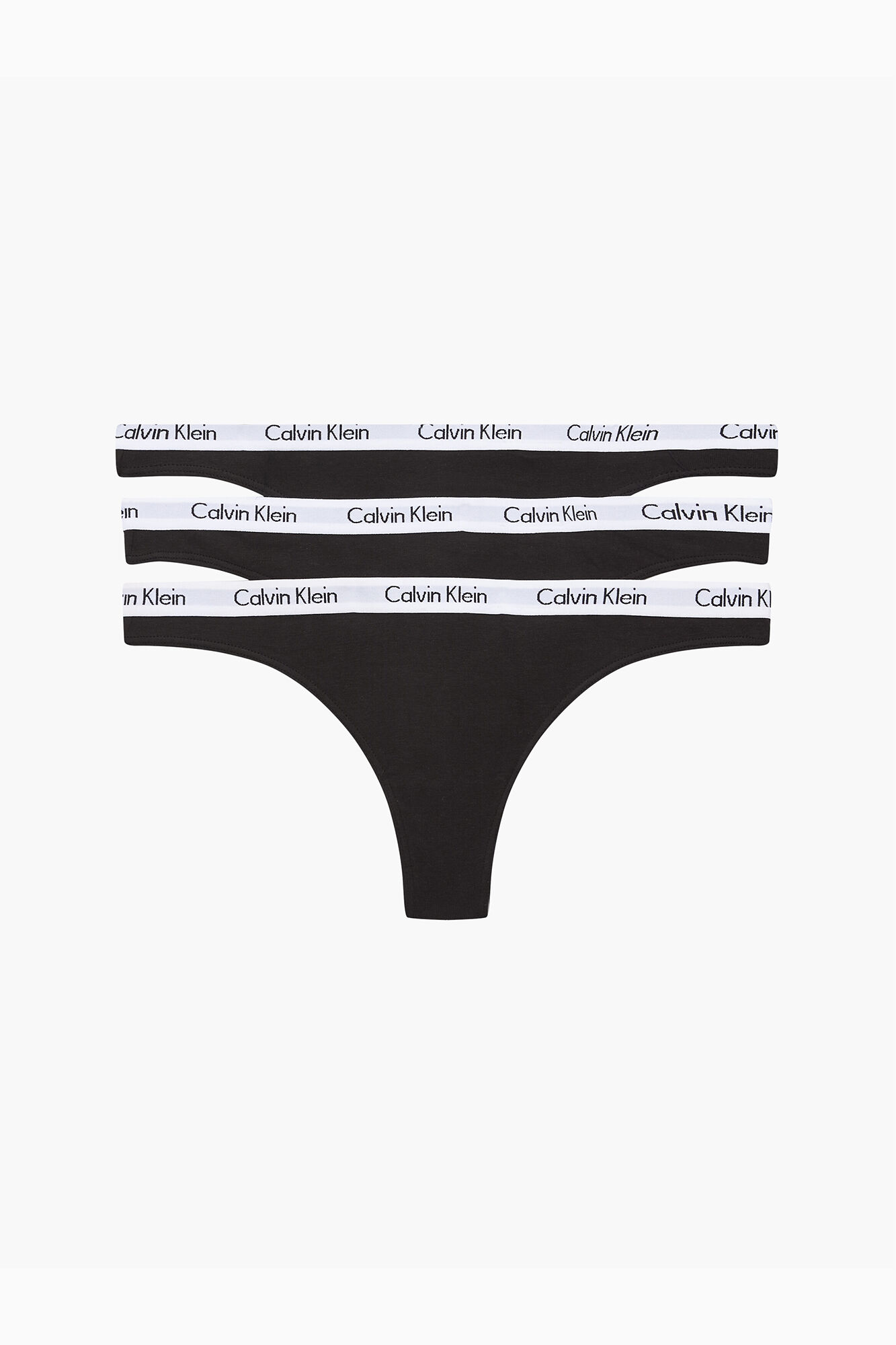 Conjunto de 3 calcinhas fio dental de algodão Calvin Klein com cós elástico