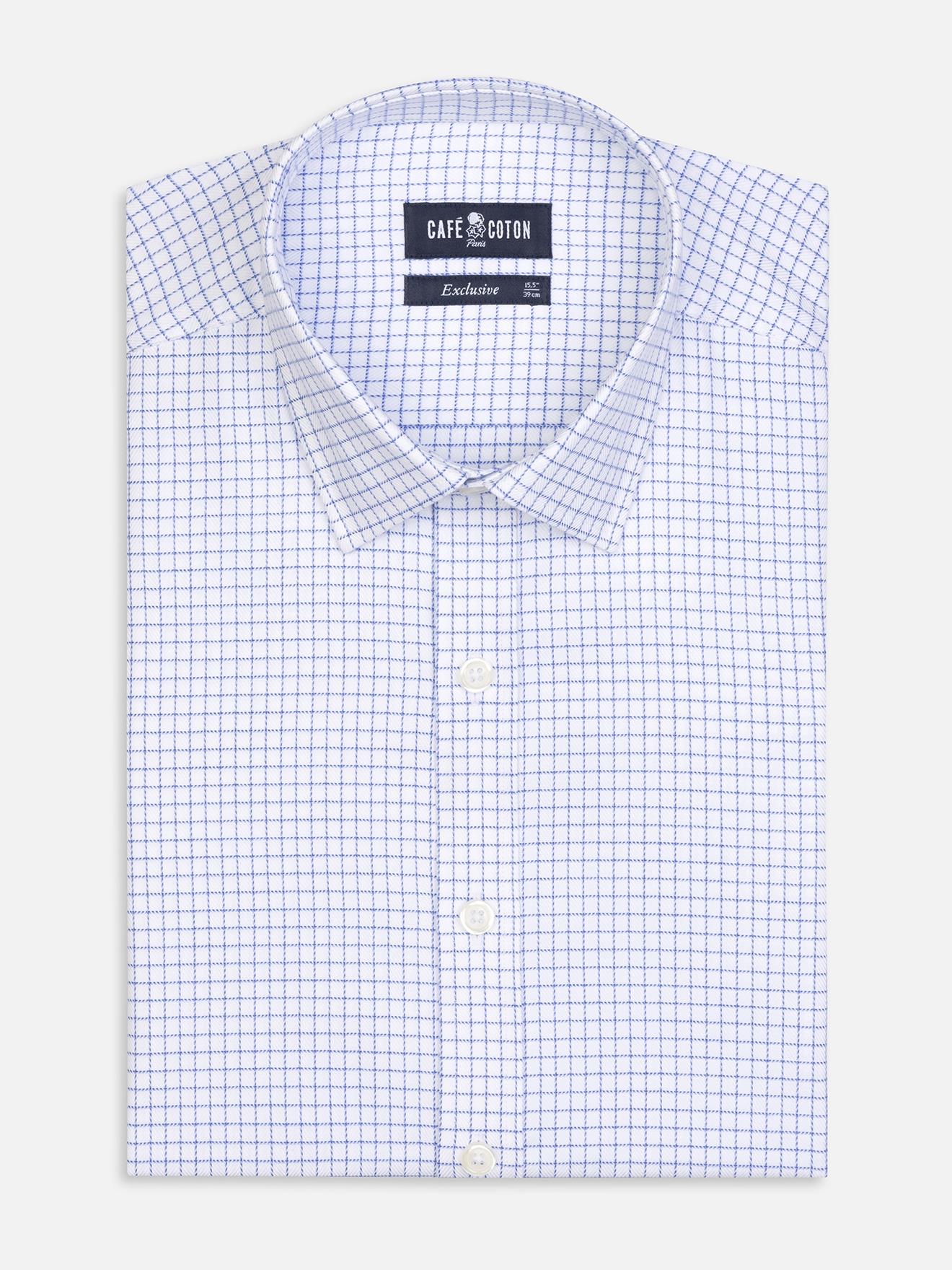 Chemise cintrée Oleg à carreaux bleus