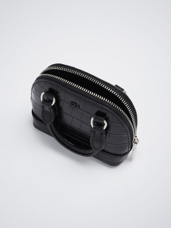 Minibolsa com estampa animal - Preta