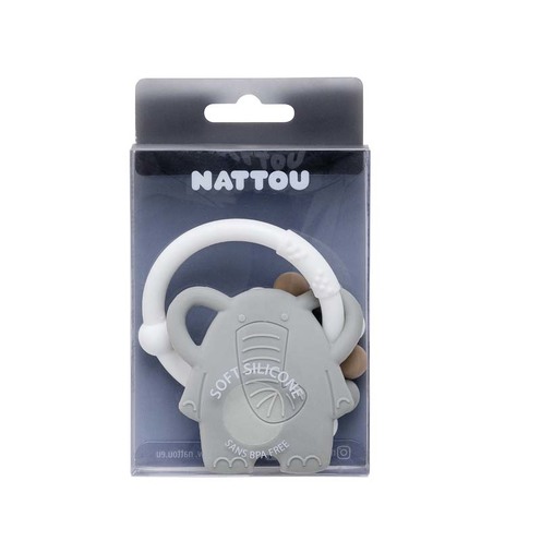 Anneau de dentition silicone éléphant billes gris - NATTOU