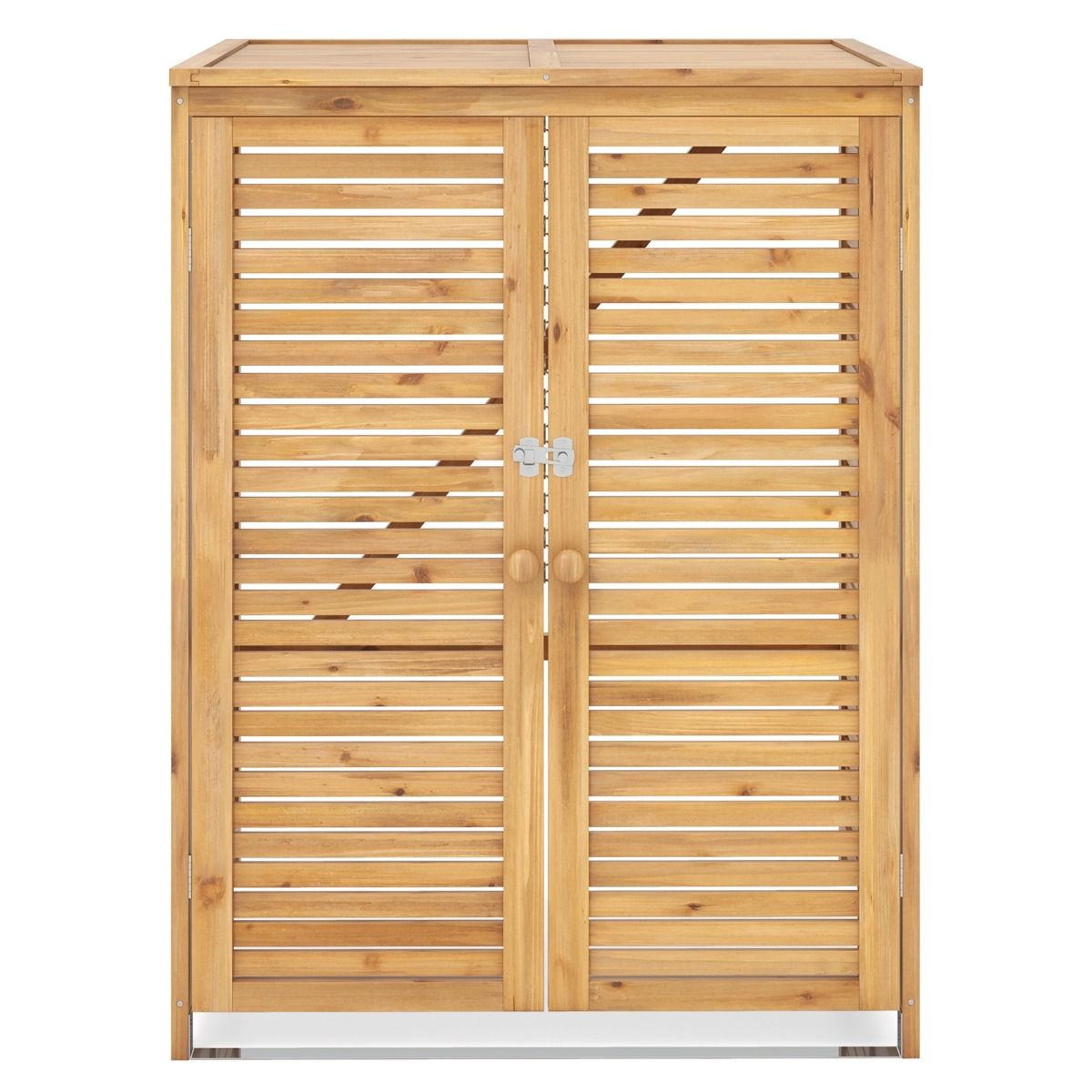 Abri à Poubelle en Bois de 120 L Abri pour Outils d'Extérieur avec Couvercle Ouvrable Doubles Portes Loquet de Verrouillage Naturel - Lidl-Manfred