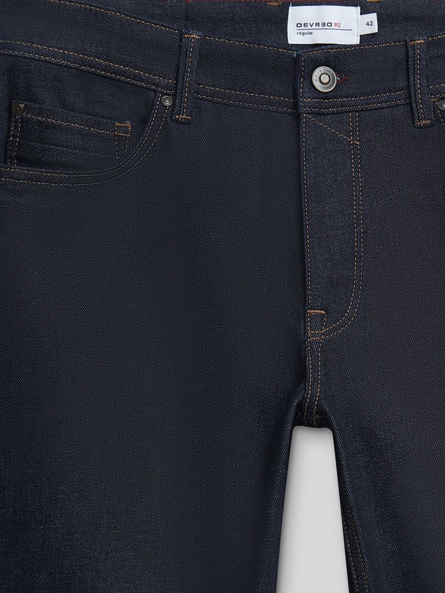 Jean regular en coton élasthane brut