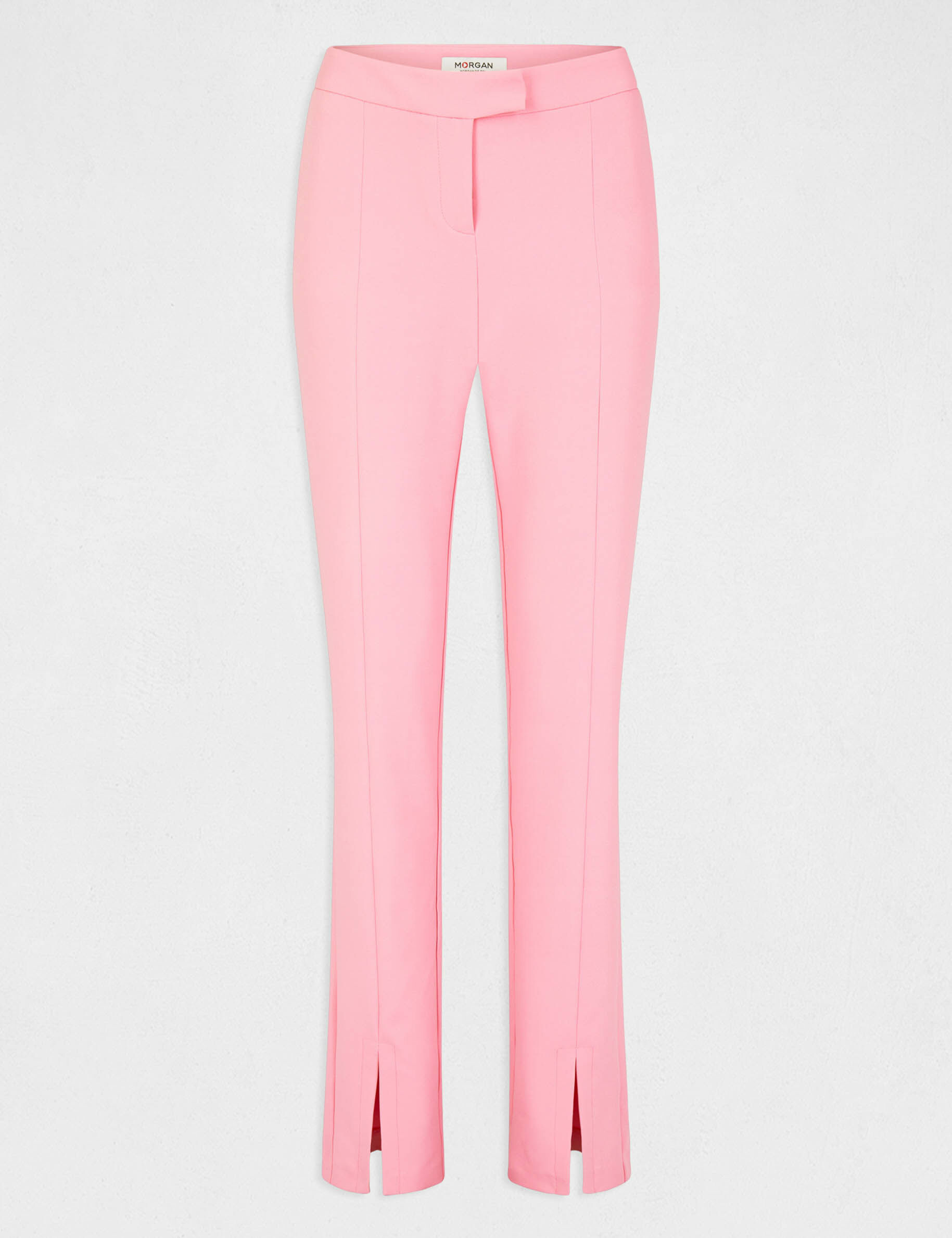 Pantalon tailleur ajusté fendu rose clair femme - rose_clair