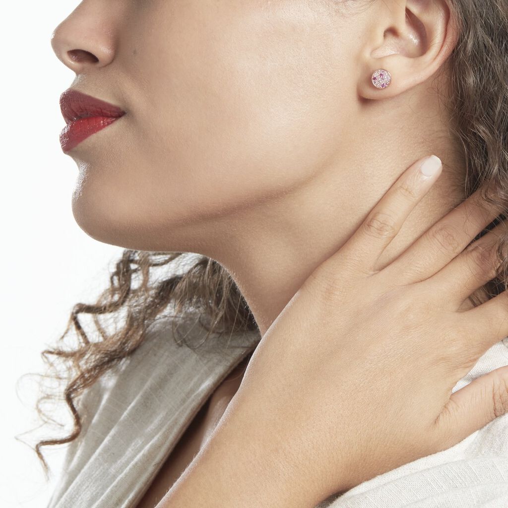 Boucles D'oreilles Puces Nelig Argent Rose Oxyde De Zirconium