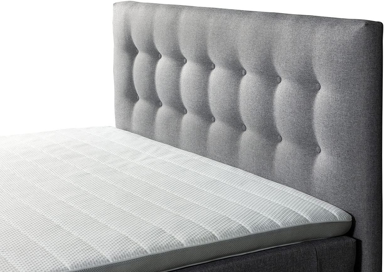 Tesla Dreams Boxspringbett 180x200 Ronda, 7 Zonen Taschenfederkern-Matratze H2/H3, 5 Jahre Garantie, Topper Komfortschaum, Unterbau Taschenfederkern, Montage verfügbar, Grau