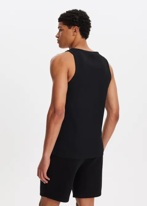 Singlet met rib zwart (ZWART)