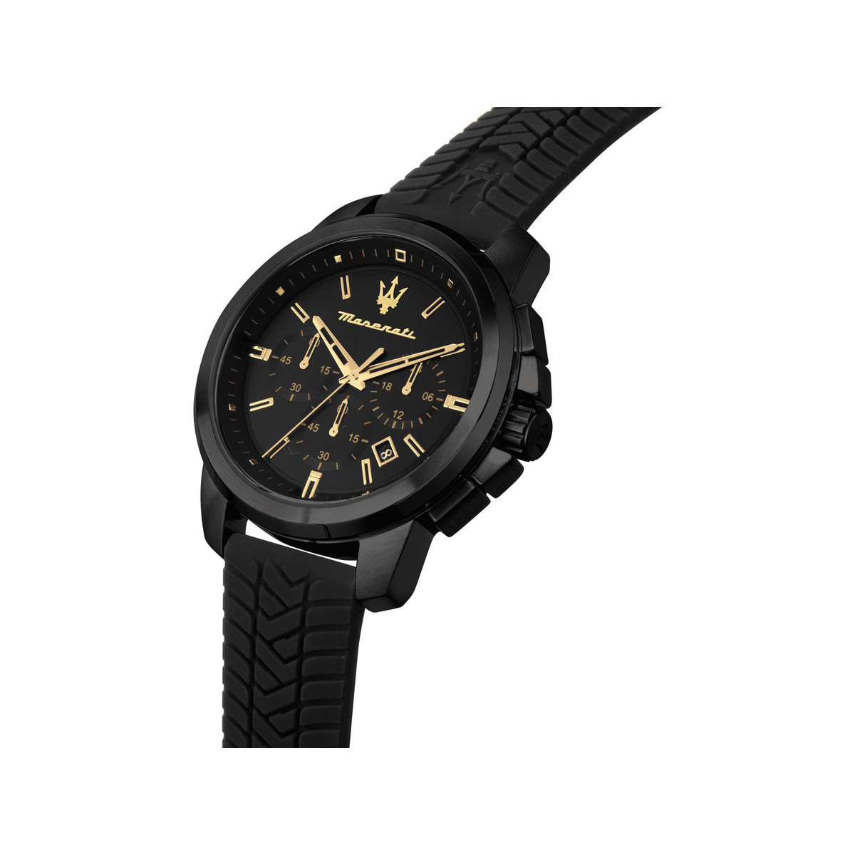 Montre MASERATI acier noir homme bracelet caoutchouc noir
