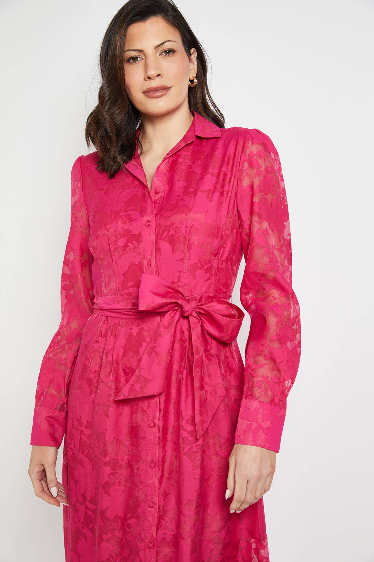 Wallis Robe midi ceinturée en organza fleuri