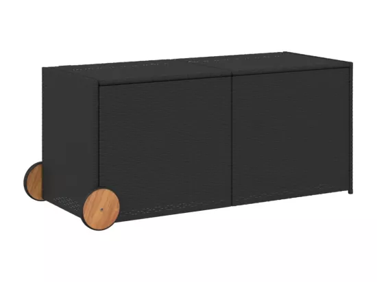 Boîte de rangement de jardin et roues noir 283L résine tressée