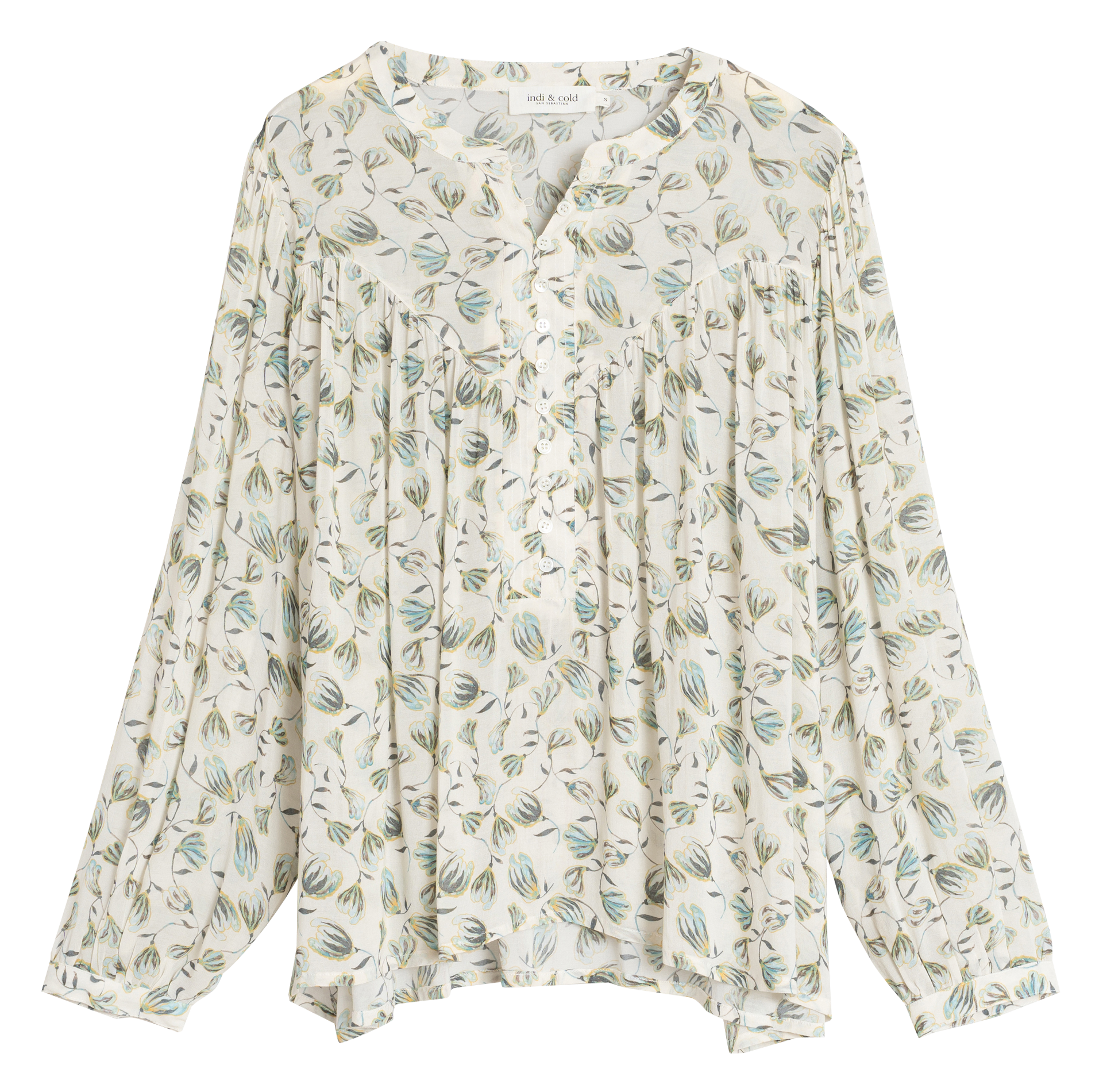 Blouse col rond imprimée | Blanc