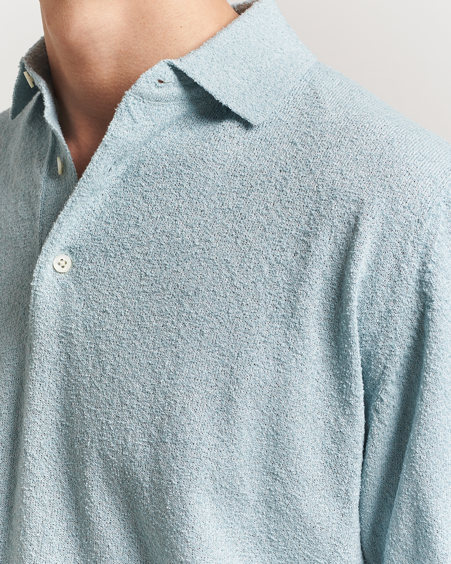 BEAMS PLUS Short Sleeve Boucle Polo Light Blue