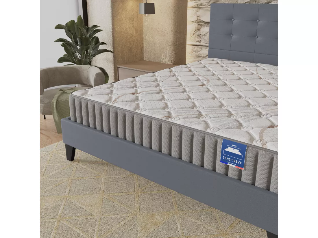 Ensemble Matelas + Lit Avec Tête De Lit 160x200 Cm, Sirius 22cm D’épaisseur Latex Naturel
