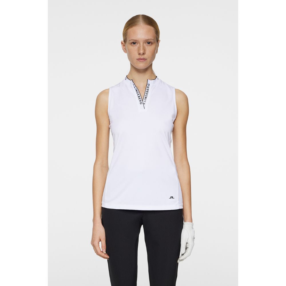 Leya Sleeveless Pique Dame Hvit