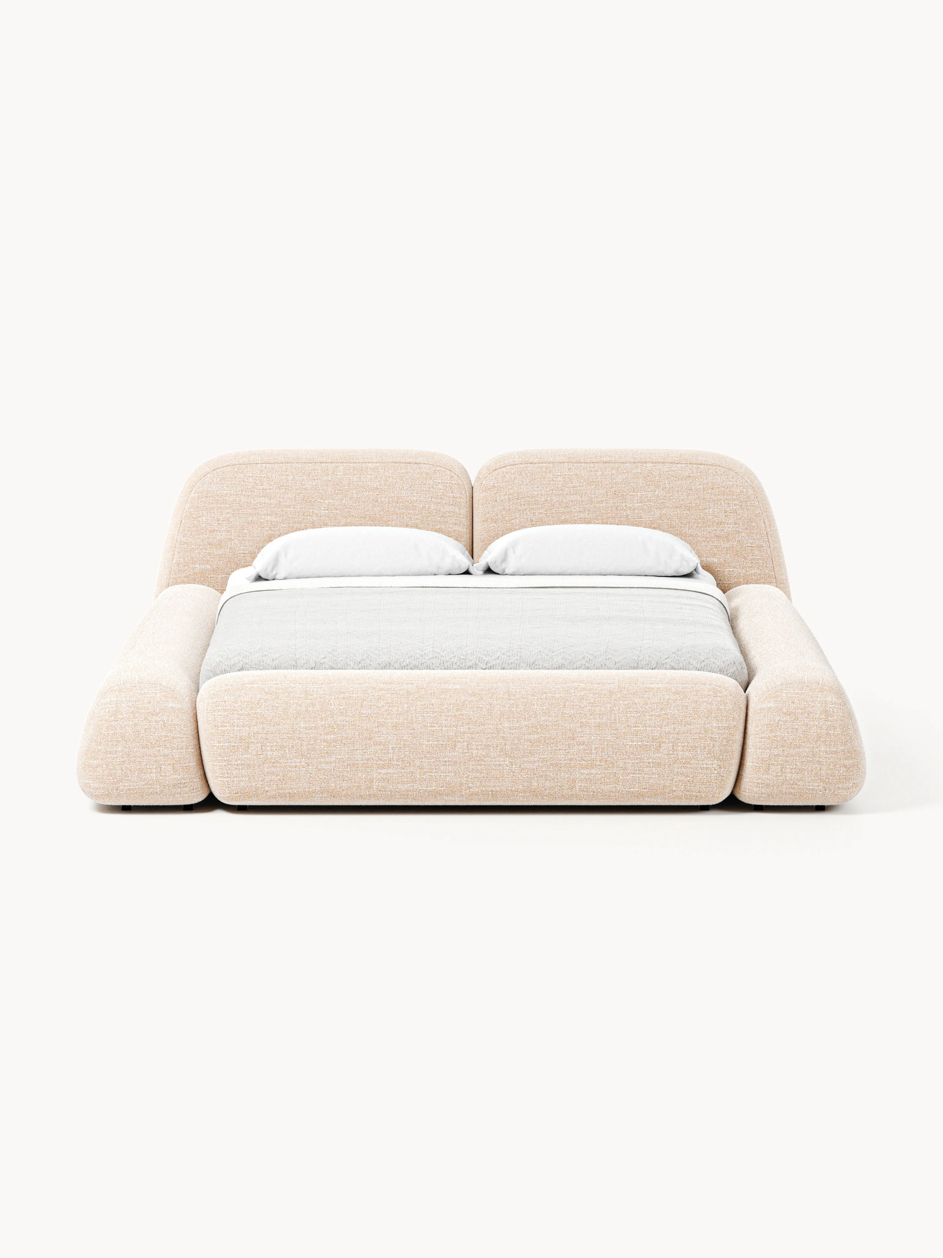 Bouclé gestoffeerd bed Wolke