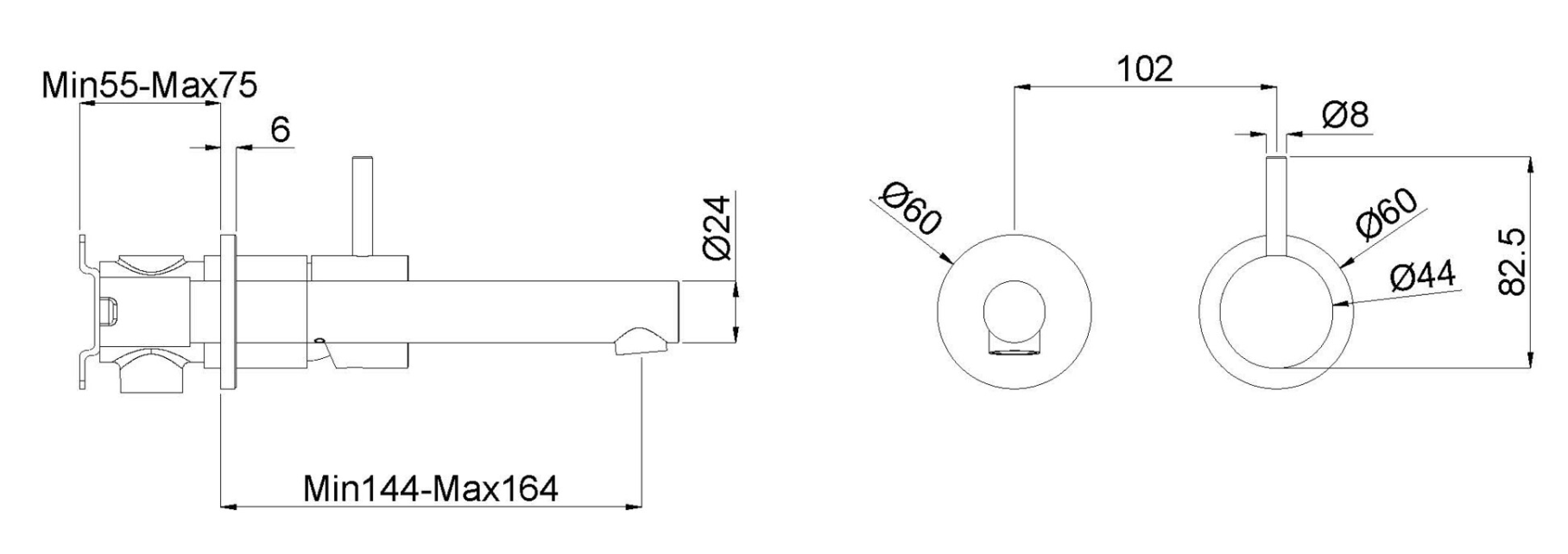 Mueller Stylo inbouw wastafelkraan 16cm uitloop brons geborsteld
