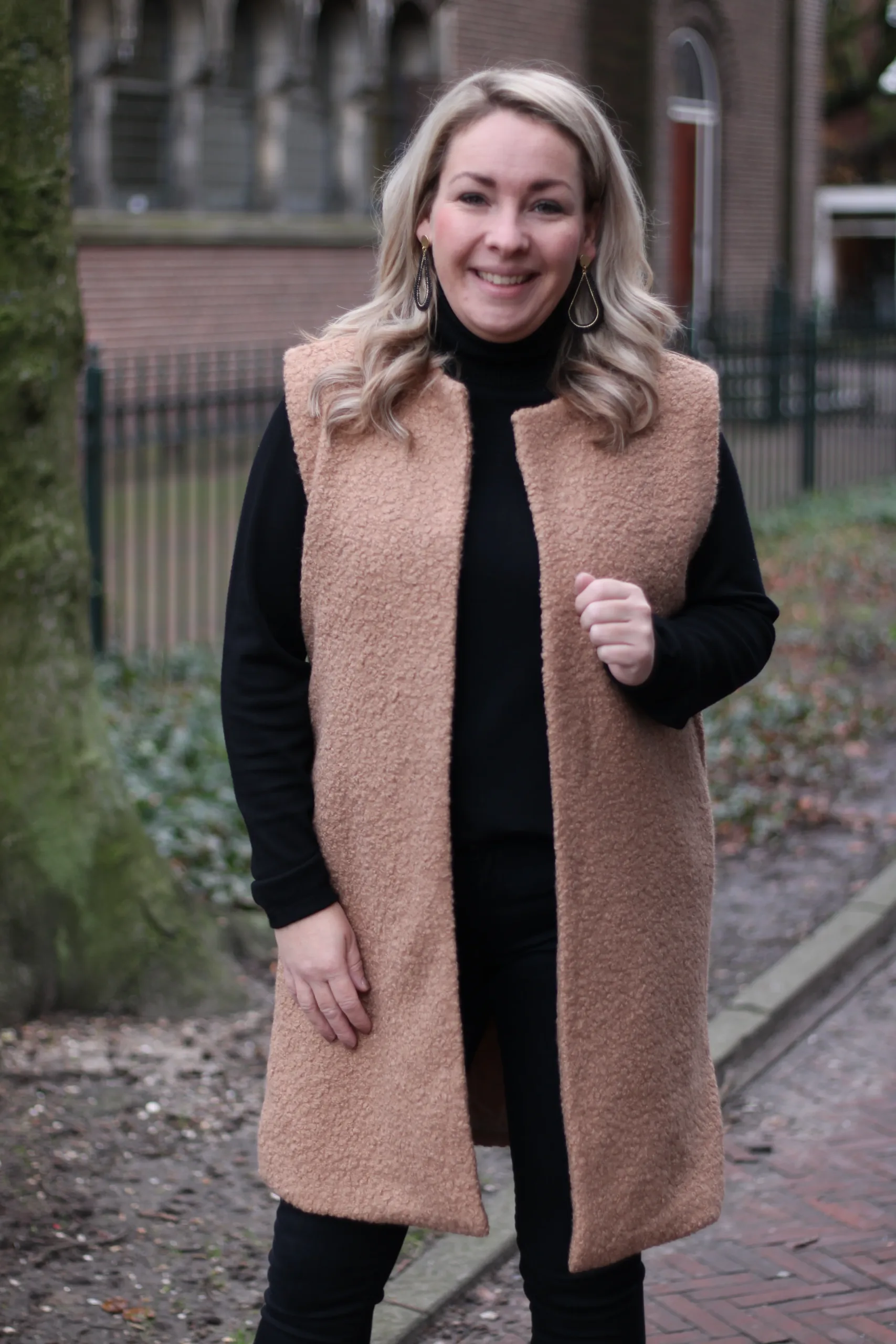 Macy Boucle Gilet Lang - Camel