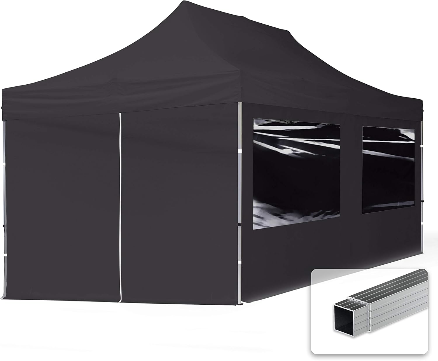 TOOLPORT Faltpavillon Faltzelt Pavillon 3x6m - 4 Seitenteile Aluminium 32mm Partyzelt 700N schwarz