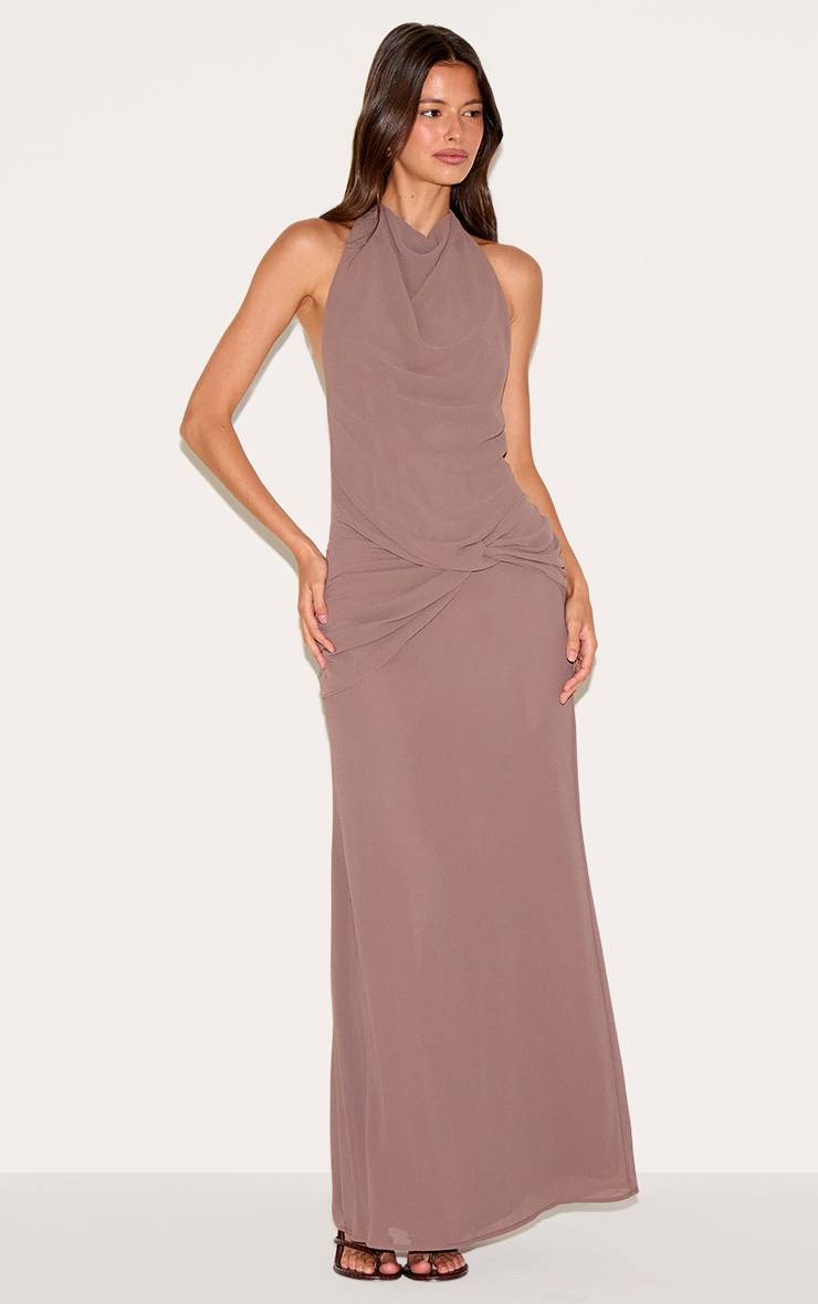 Champignon Robe Longue En Mousseline Avec Détail Torsadé