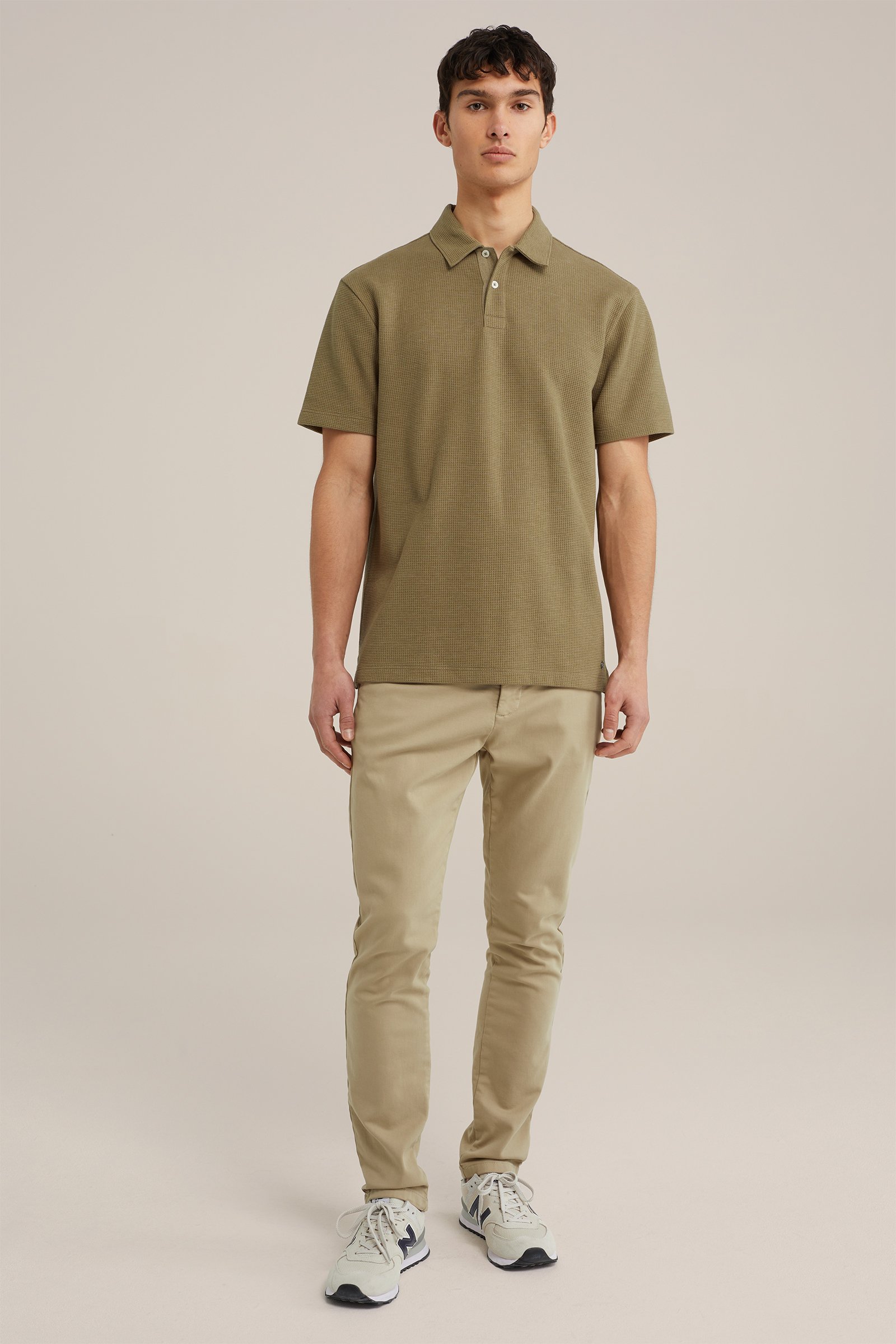 polo met structuur WE Fashion Legergroen